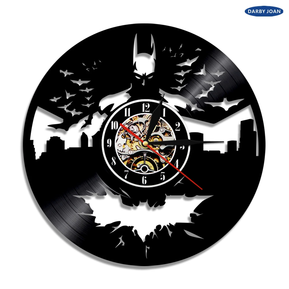 Batman CD Record Wall Clock LP Vinyl Hollow 3D Decorative Hanging Art