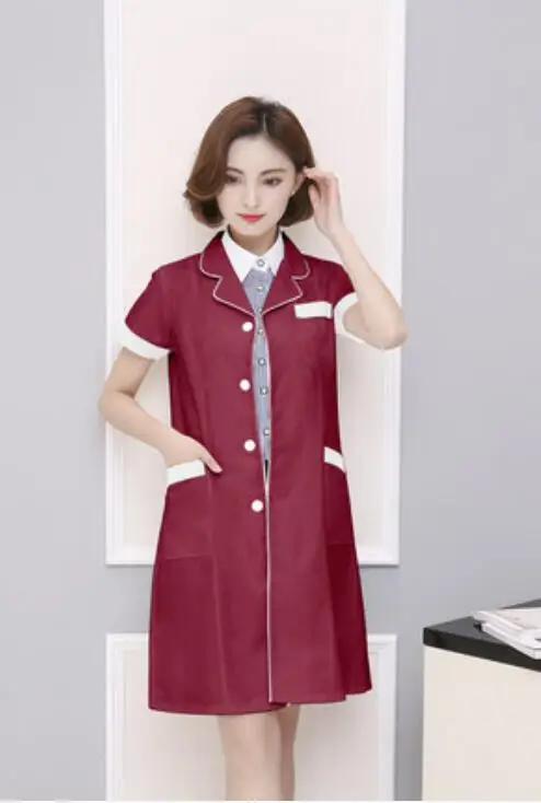 Красота салон спецодежда медицинская халаты лабораторный халат для женщин работы платье Корея косметической хирургии продаж форма аптек - Цвет: red