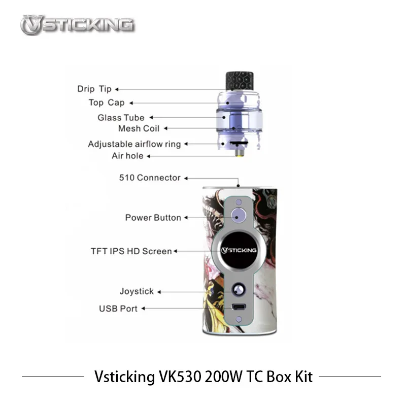 Электронные сигареты vtacking VK530 200 Вт TC бокс мод макс. испаритель контроль