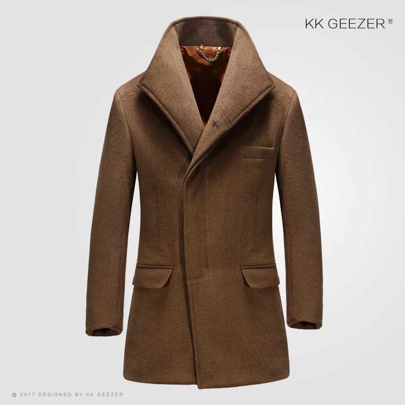 Шерстяное Мужское полупальто, куртки и пальто, теплое зимнее известное Брендовое приталенное Фланелевое модное шерстяное британское деловое длинное кашемировое пальто - Цвет: K1508 Light tan