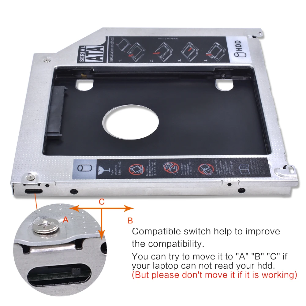 TISHRIC алюминиевый Optibay 9 5 мм SATA 3 0 2 й HDD Caddy SSD CD DVD корпус caddy для Macbook Pro 13 &quot15&quot 17
