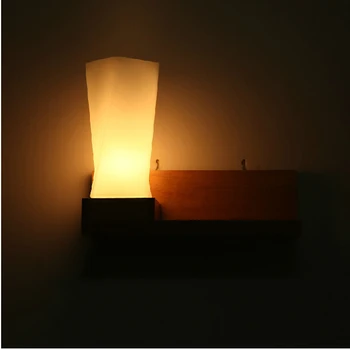 

Vintage wood wall lamp for hotel room, wood base wall lamp