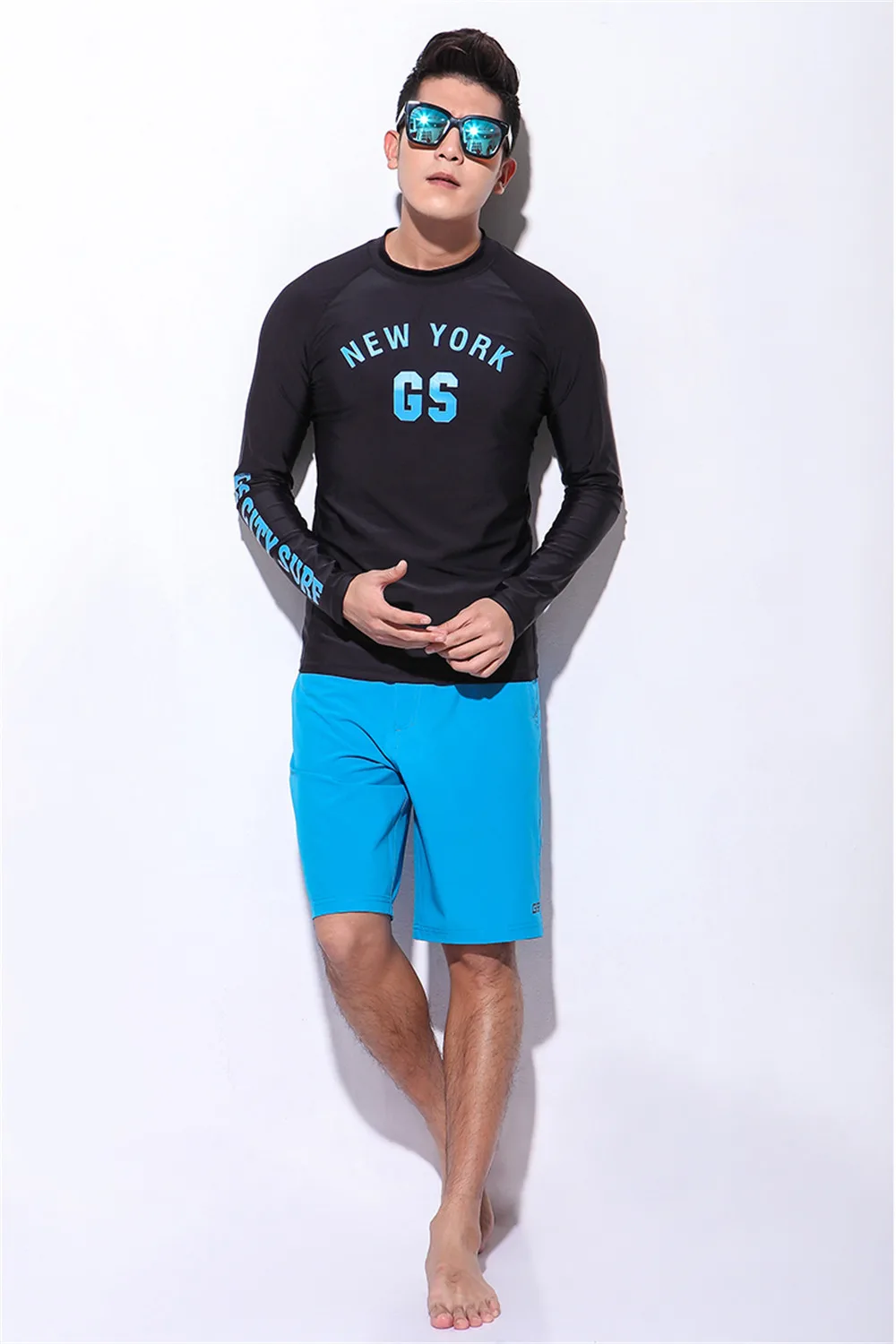 Popular Swimsuit for Men Long Sleeve Surfing Wetsuit Two Pieces Diving