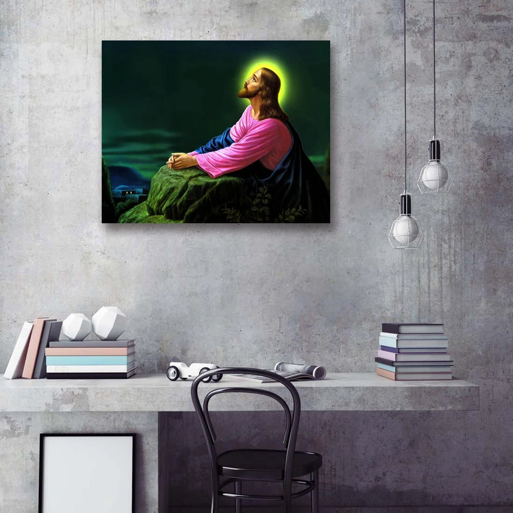 Jesus Christ Canvas Wall Art Holy Portrait Artwork Christian Painting