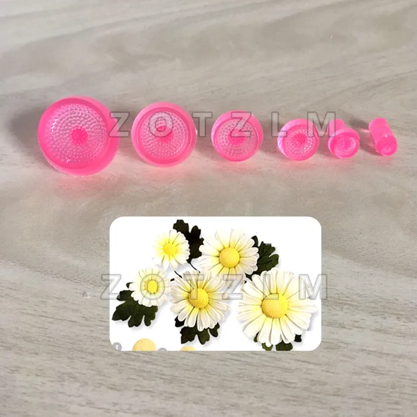 

6 pcs/lot Daisy Flower Plastic Cookie Cutters Biscuit Mold Cake Decorating Tools Pollen Stamen Shape Pastry Baking Tools SLP149