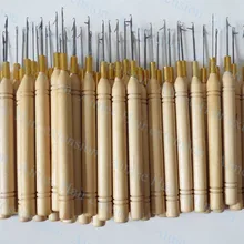 50 шт./лот, деревянная ручка тянущий крюк иглы для наращивания волос, инструменты для наращивания волос