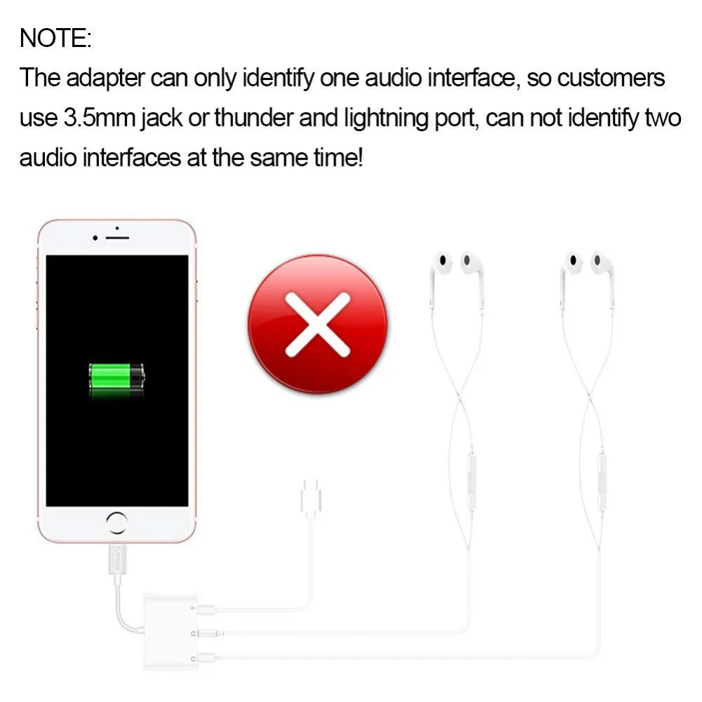 3 in 1 Headphone Splitter Dual for Lightning with 3 5mm Headphone Jack Audio Adapter Fast Charge Splitter for iPhone X 8 7 Plus