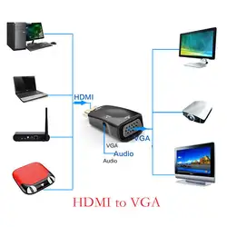 1080 P вход HDMI к HD VGA выход 3,5 мм кабель конвертер адаптер для ПК DVD ТВ