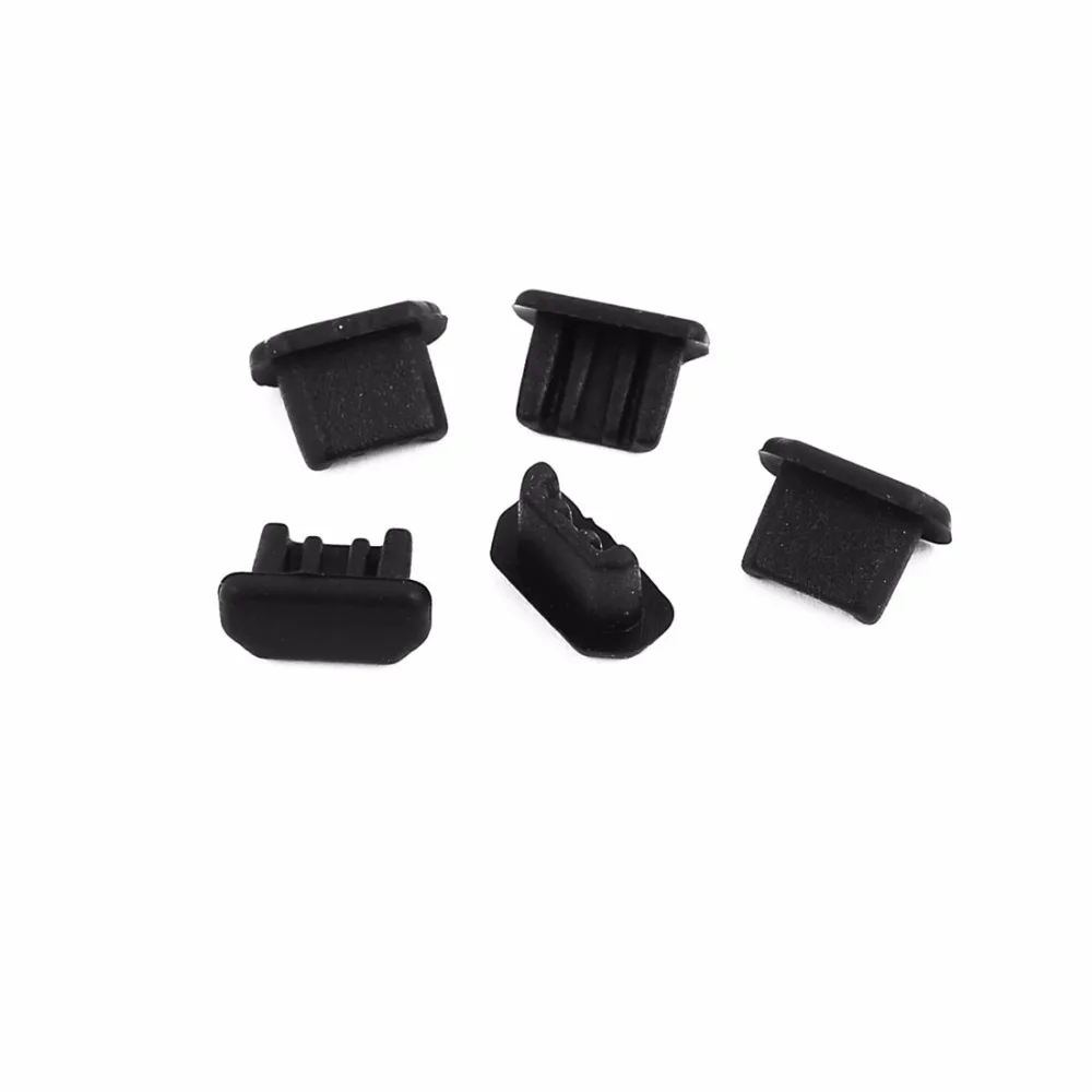 Uxcell Hot Sale 5Pcs 8.5mm x 6mm x 4mm Micro USB Black Silicone Anti