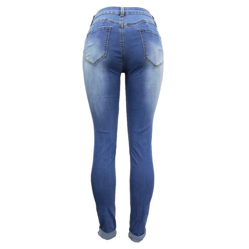 CALOFE Новое поступление Женские повседневные джинсы с высокой талией, карманами и пуговицами, рваные джинсы на молнии, хлопковые узкие джинсы-карандаш