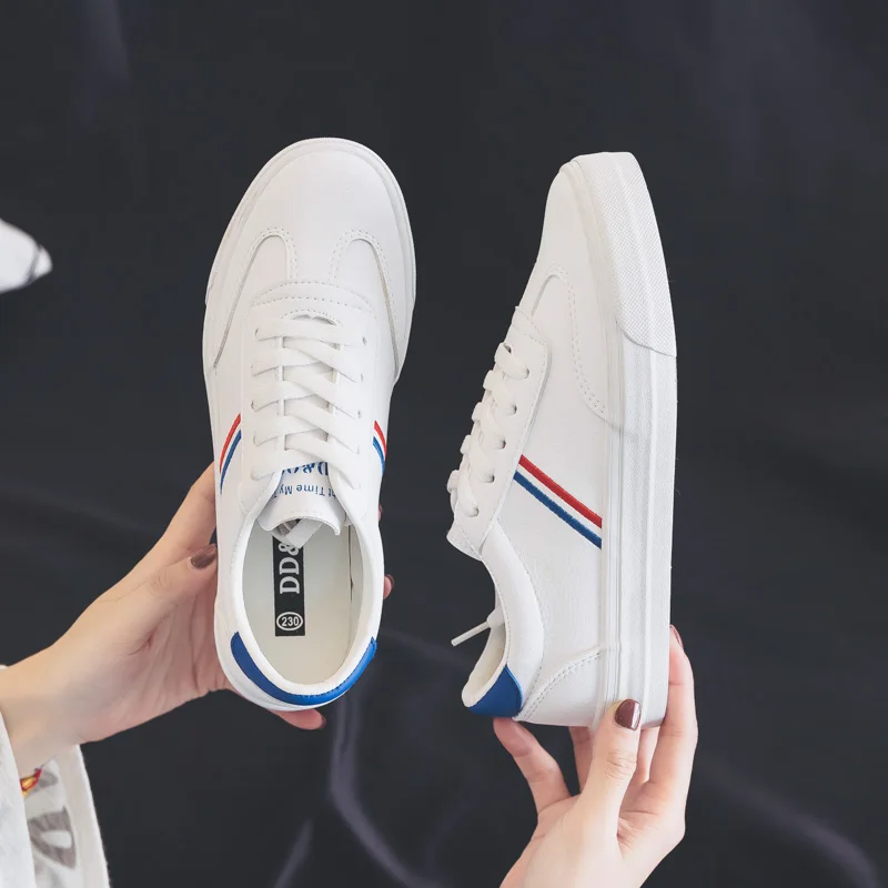 

2018 Women Shoes Autumn New Fashion Women Shoes Casual Platform Striped PU Leather Shoes Women Casual White Shoes Sneakers