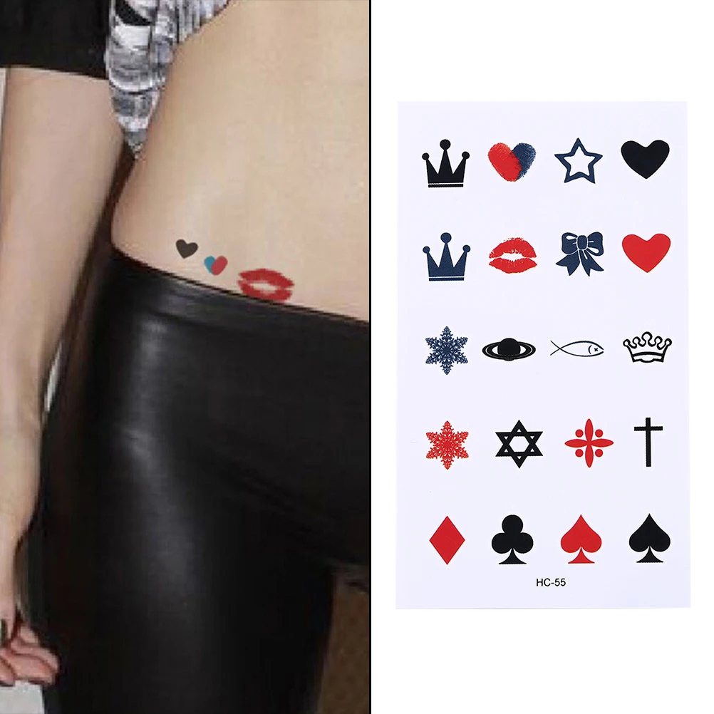 

Body Crown Lip Heart Note Henna Tatto Stickers Flash Tatoo Fake Tattoo 10.5*6.5cm Waterproof Temporary Tattoo Sticker
