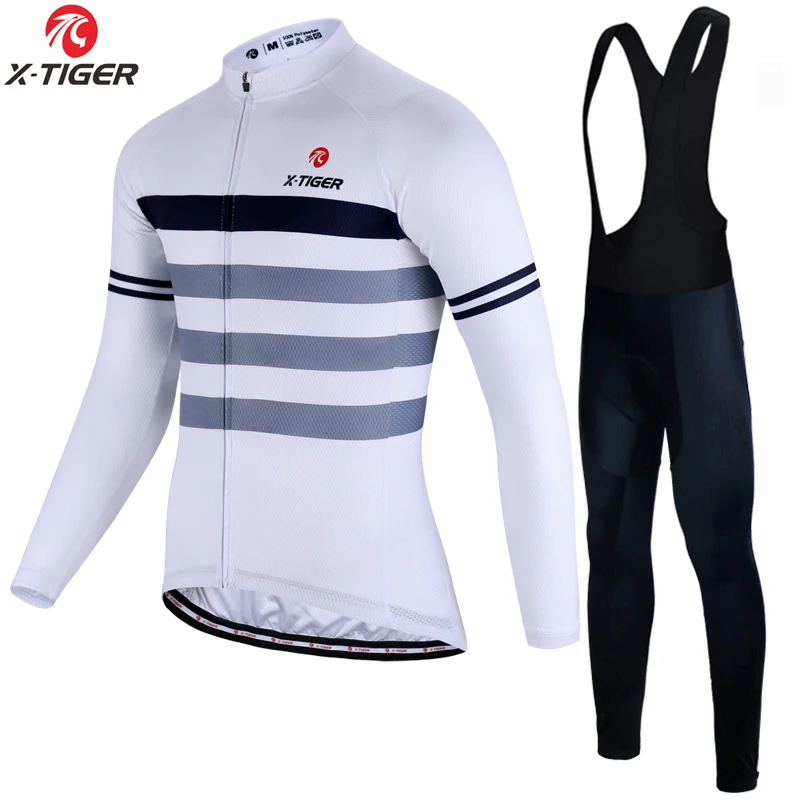 X-Tiger Pro Велоспорт Джерси Набор с длинным рукавом MTB велосипед одежда мужские гоночный дорожный велосипед одежда для велоспорта набор для мужчин - Цвет: Autumn Bib Set