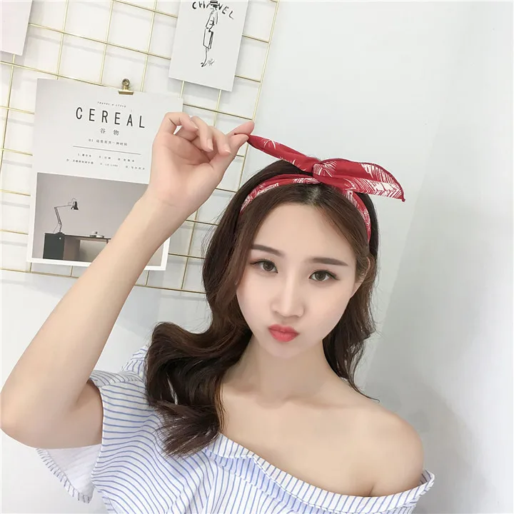 16 Hair Accessories For Women Fashion Jewelry Metal Wire Headband Headwear Rabbit Ear Hairband Fabric Hairwrap Bowknot Headband