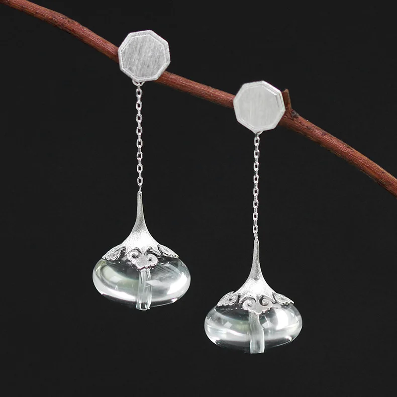 

INATURE Natural Crystal Earrings Fashion 925 Sterling Silver Jewelry Vintage Cloud Drop Earrings For Women
