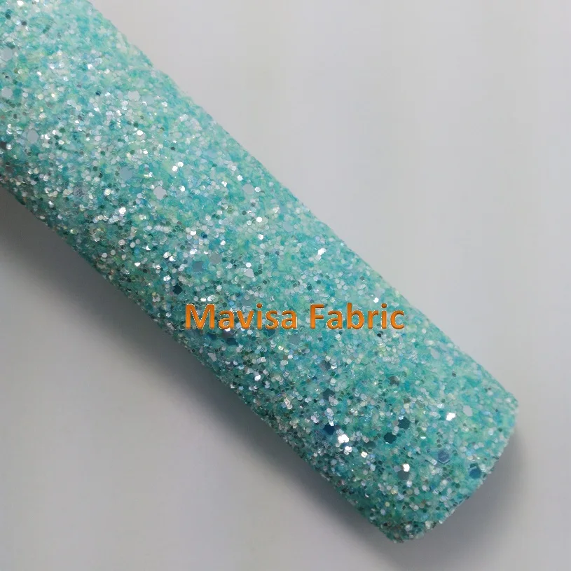 

MQ030 30X134cm BLUE Chunky Glitter Leather, Glitter Fabric for making bows shoes handbags and wallpaper Party Decoration