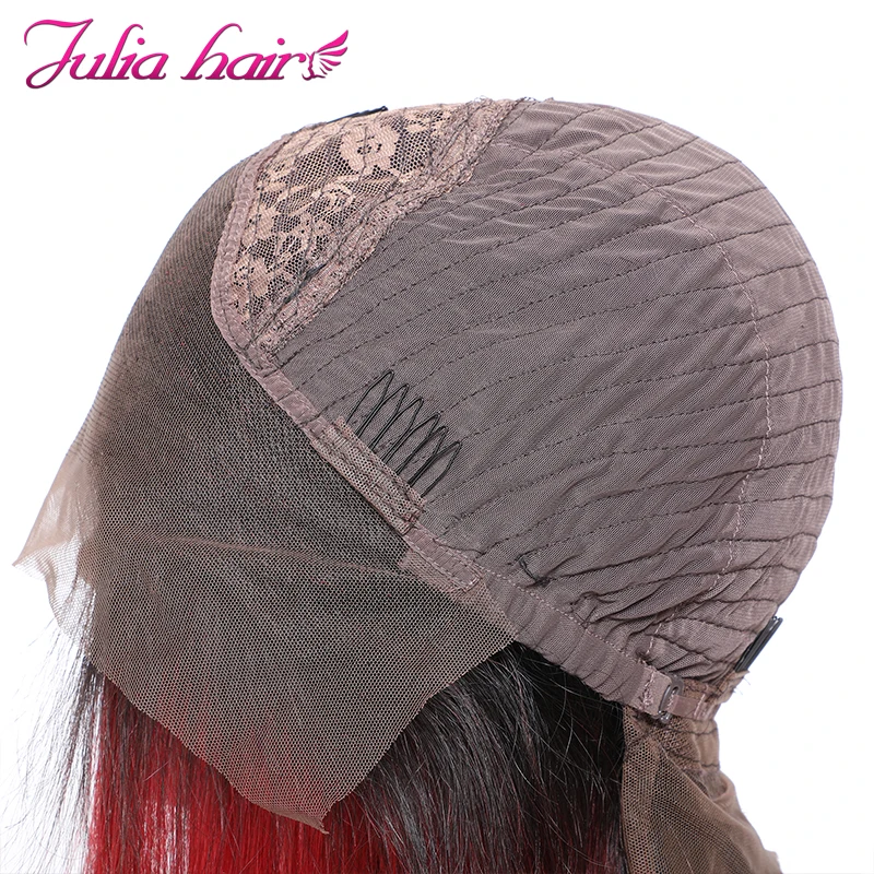 Ali Julia, 13 × 4, короткий Боб, кружевные передние человеческие волосы, парики T1B/99J, Омбре, цвет красного вина, парик, бразильские прямые волосы remy, плотность 150