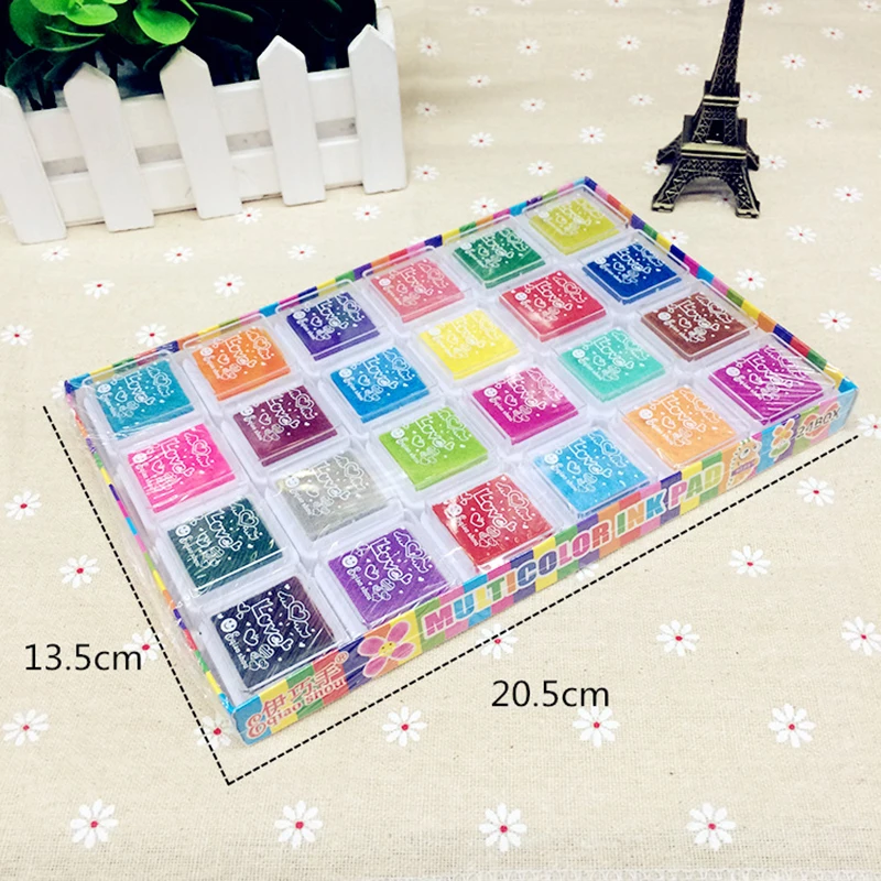 

24 Color Multi-Color Ink Pads Children Fingerprint Picture Finger Painting Stamp Pads Pigment Kids Craft DIY Toys UYT Shop