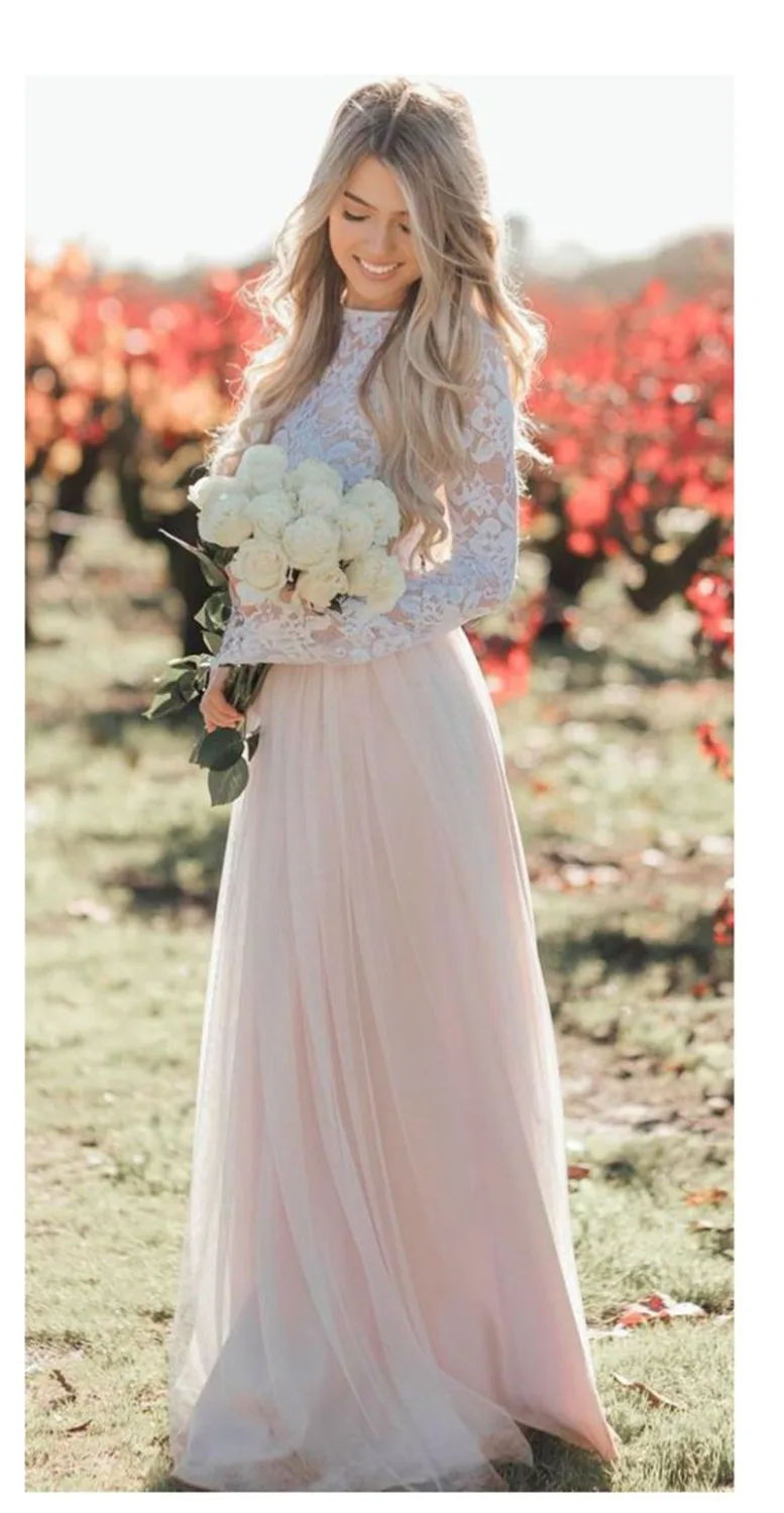Свадебное платье LORIE в стиле бохо с длинным рукавом 2019 Robe de mariee из двух частей