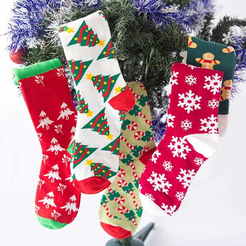 La MaxPa/теплые носки, рождественские носки для влюбленных, хлопковые забавные женские носки, Новогодние рождественские красные носки k2045