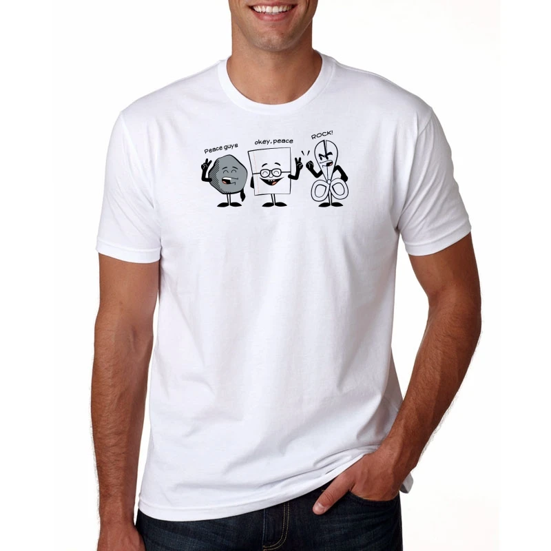 

men Print Big Bang Theory Rock Paper Scissors Lizard T-shirt Short sleeve O-Neck Summer Casual Tshirt