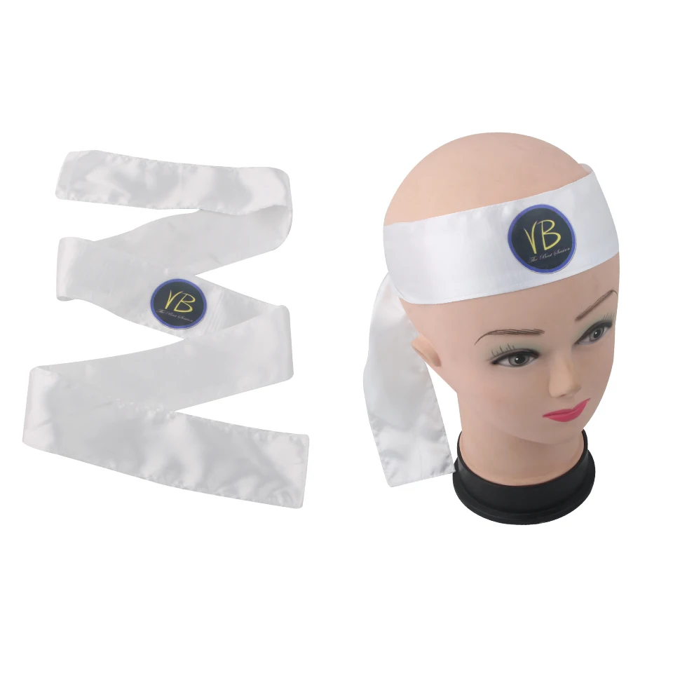Custom logo brand name printed hair extension wrapping silk satin head