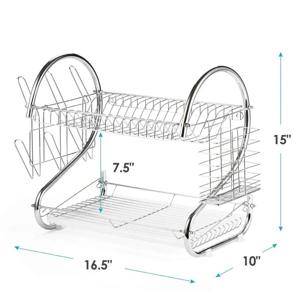 2-х уровневые сушилка для посуды с сушилка организованная сушилка для посуды хромированный чашки сушилка для посуды для Кухня столешница