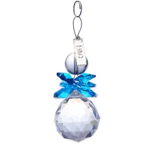 2PCS Clear Blue 30mm Glass Crystal Ball Christmas Snowman Hanging Pendants Suncatcher Chandelier Part Prism Tree