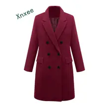 Xnxee Новое поступление осень зима модное женское Шерстяное Пальто двубортное пальто Элегантное длинное шерстяное пальто кокон Топы