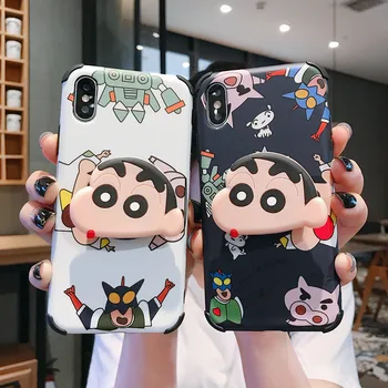 

Cartoon 3D Crayon Shinchan Chibi Maruko Phone Case with Stand Bracket Holder for Iphone 11 Pro Max 6 6S 7 8 Plus X XS MAX XR