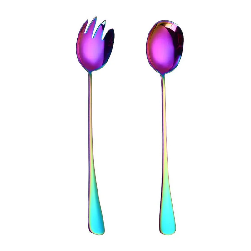 1pcs Fork Spoon Salad Stainless Steel Fruit Dessrt Fork Creative Spoons And Forks Spanner Tableware Colorful Kitchen 40JY151
