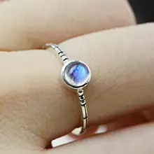 925 Joyas de Plata Naturales Moonstone Anillos Para Las Mujeres Azul Fuerte Brillante Exquisito Navidad Regalos bague argent