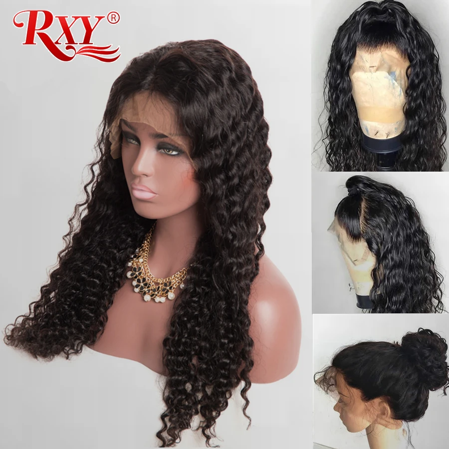 

RXY 13x4 Deep Wave Wig Lace Front Human Hair Wigs For Black Women Pre Plucked With Baby Hair Brazilian Lace Front Wig Remy Hair