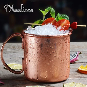 

Mealivos 1Pc Stainless Steel Copper Plating Beer Milk Coffee Tea Mug Rose gold Drinkware Home Bar Drinking Cup With Handle