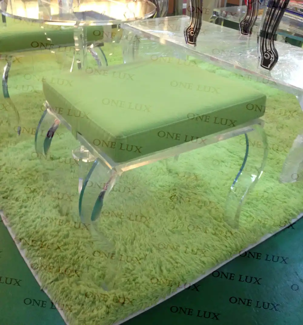 One Lux Acrylic S Leg Square Top Stool Lucite Vanity Stools One Lux Acrylic S Leg Square Top Stool Lucite Vanity Stools
