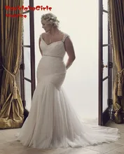 Sexy V-neck Mermaid Wedding Dresses 2017 New Arrival Empire Bridal Tulle Dress Back Lace-up Custom made