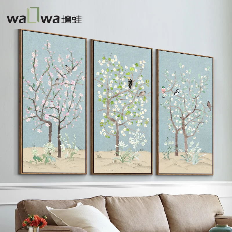 

With modern minimalist living frog wall decorative painting Tryptich sofa backdrop paintings fresh pastoral painting