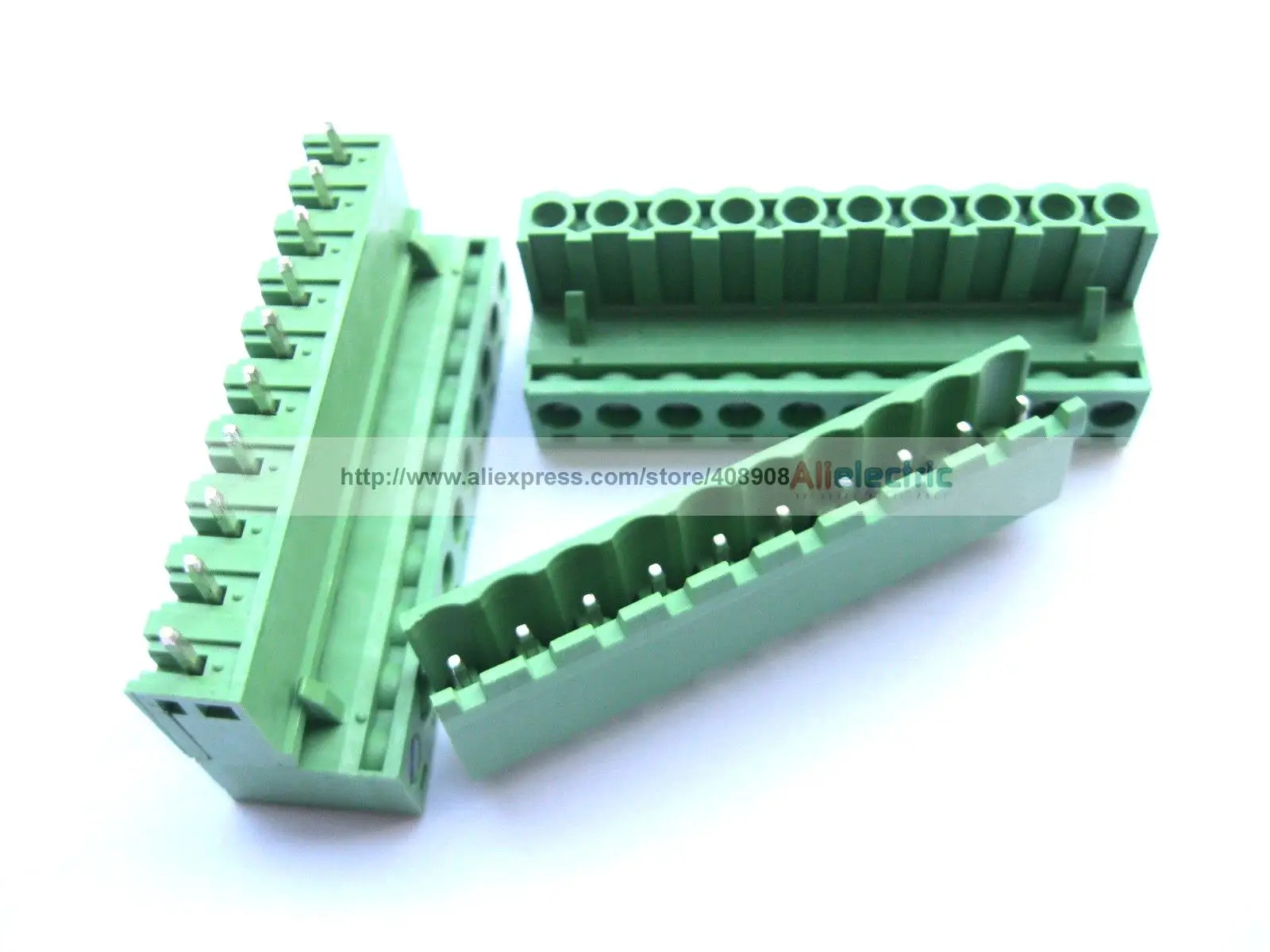 

100 Pcs 5.08mm Straight 10 Pin Screw Terminal Block Connector Pluggable Green