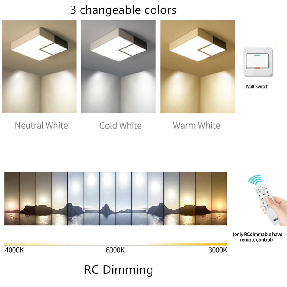Lâmpada do Quarto Simples Geométrica Praça Led Teto Lâmpada da Cozinha da Moderno Preto e branco Lamparas Techo Restaurante Luminária Casa 5 Branco lamparas techo restaurante Luminária Casa