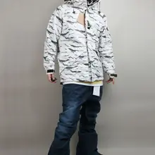 Премиум "Southplay" Зимний Сезон Водонепроницаемый 10000 мм(белая Песочная камуфляжная куртка+ джинсовые штаны) комплекты в стиле милитари