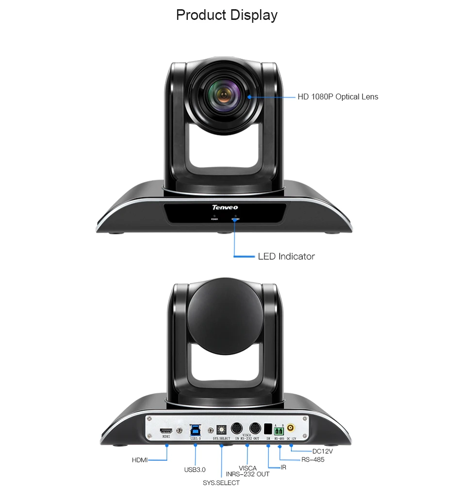 С BT громкоговорителем Tenveo 1080p60fps 20X зум HD PTZ камера видеоконференции USB3.0 HDMI выход Веб-камера для YouTube Facebook