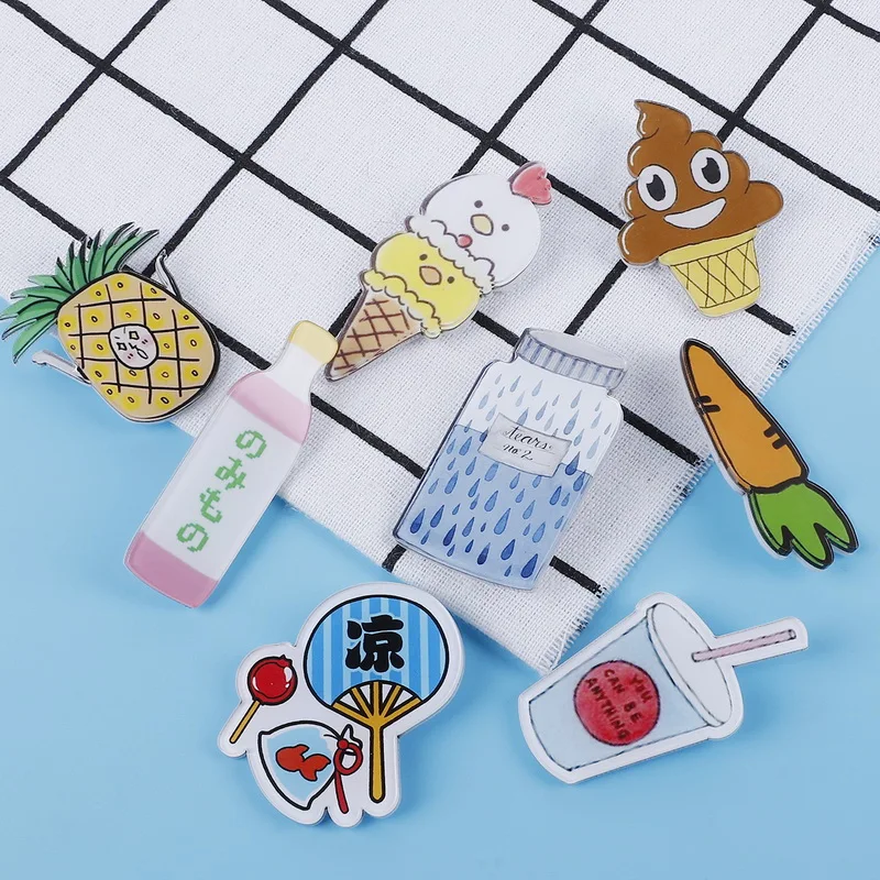 Animal Badges 3pcs Cartoon Acrylic Brooch Clothing Backpack Accessories