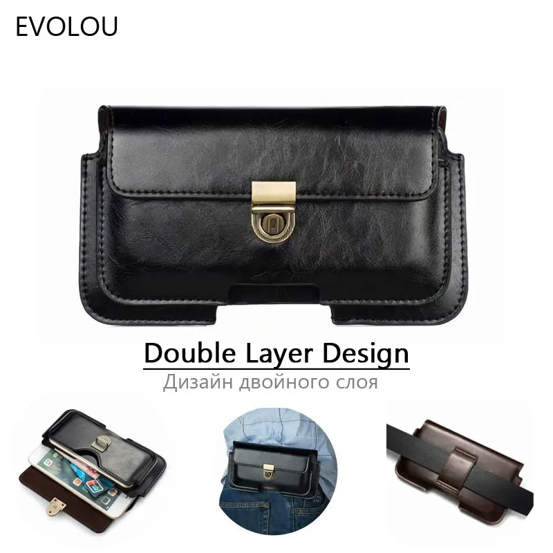 

Belt Clip Double Leather Cover for Huawei Mate 20 Lite Honor 8x Note 10 P20 Play P10 Waist Phone Bag Universal Leather Holster
