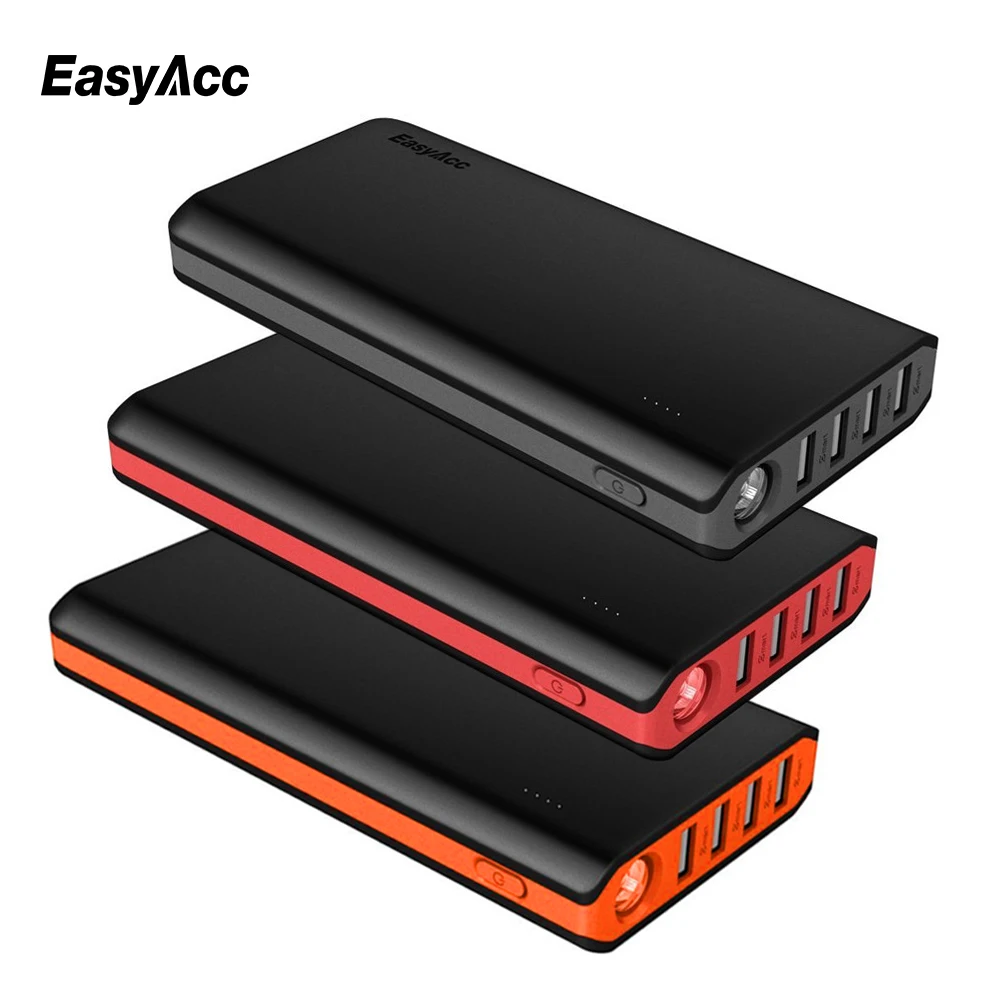 Аккумулятор внешний EasyAcc на 20000 мАч с фонариком и 4 портами USB|20000mah power bank|external