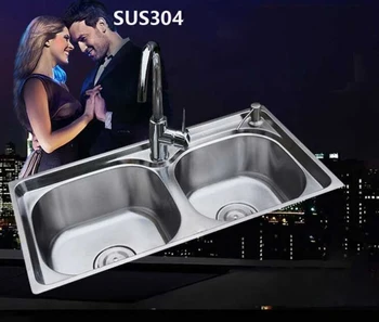 

ITAS9906 201 stainless steel Kitchen sink double trough dish basin sink sinks