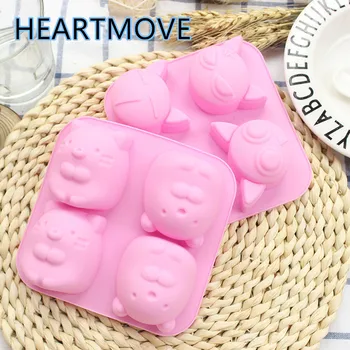 

2 Design Mouse Silicone Mold Cute Cat Molds For Baking 3D Expression Cat Chocolate Mould Soap Tool Groundhog Tool For Cake 9016
