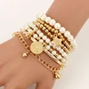 Tocona 6pcs/set Fashion Gold Color Beads Pearl Star Multilayer Beaded Bracelets Set for Women Charm Party Jewelry Gift 5483 ► Photo 1/6