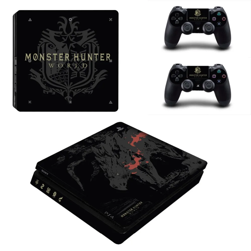 

Monster Hunter World Vinyl Skin Decals Stickers For PS4 PlayStation 4 Slim Console&Controller Cover Skins Play Station 4 SLIM