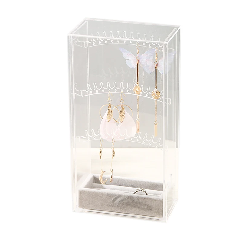

Acrylic Earring Display Stand Organiser Holder Necklace Earring Studs Storage Clear Jewelry Organizer Box Stand Rack Clear