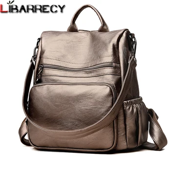 

Casual Anti Theft Women Backpack Leather Backpack Female Large Capacity Bookbag Designer School Bag Simple Shoulder Bags 2018
